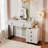 Adjustable Vanity With Led Mirror - Modern Makeup Table With Storage Drawers & Side Cabinet For Bedroom