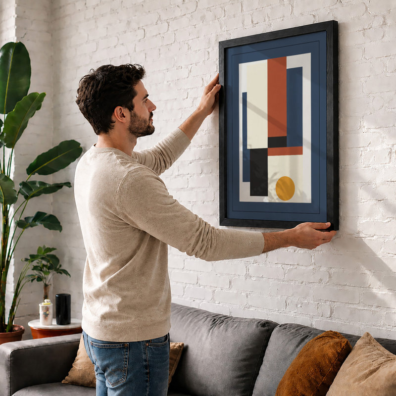 Angular Forms Geometric - Print, A2 - 59.4 x 42.0 cm, Oak