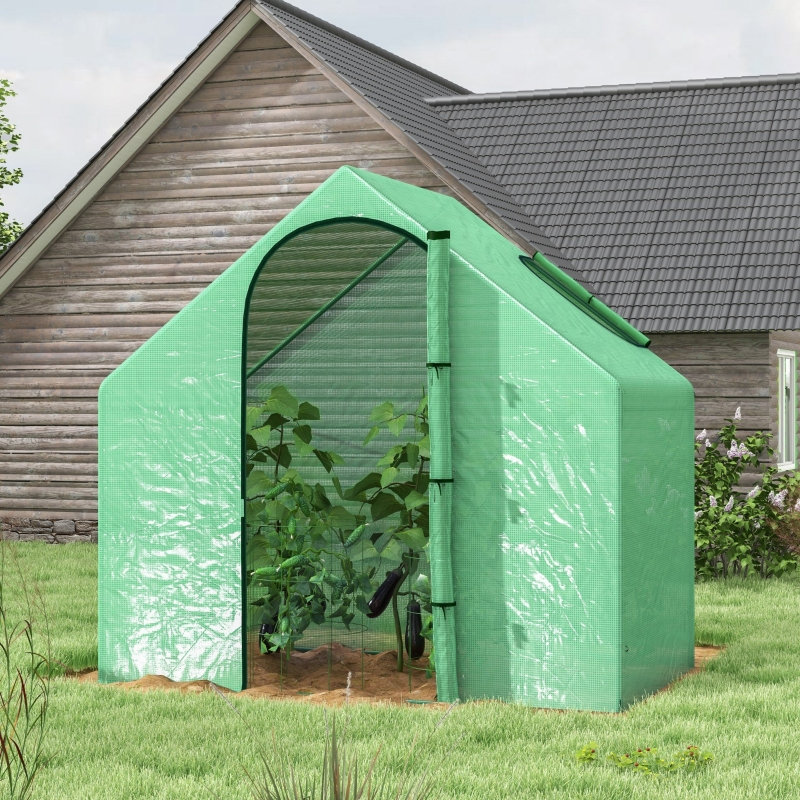 Walk In Tomato 180*100*168 cm Steel 1 Piece Mini Greenhouse Green with Zippered Door and Mesh Windows