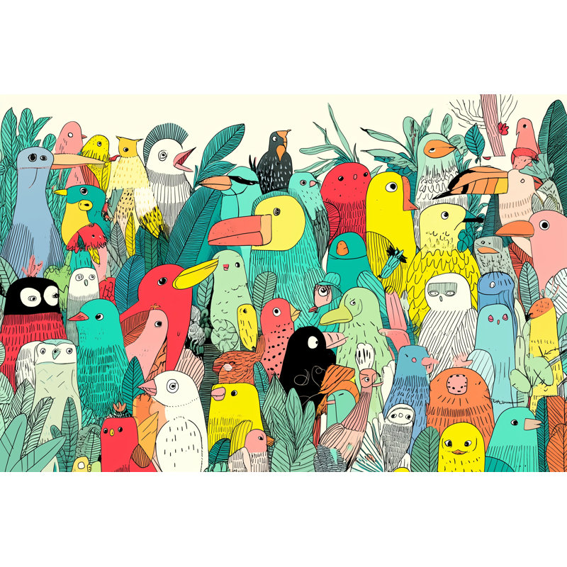 «Tropical Bird Party», art mural sur toile tendue