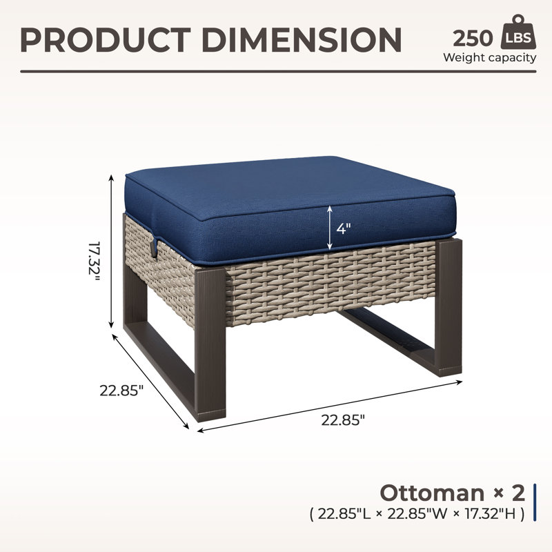 Repose-pieds d'extérieur avec coussin, Bleu foncé