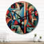 Horloge murale orange en forme de géométrie bleue - formes abstraites-108812060