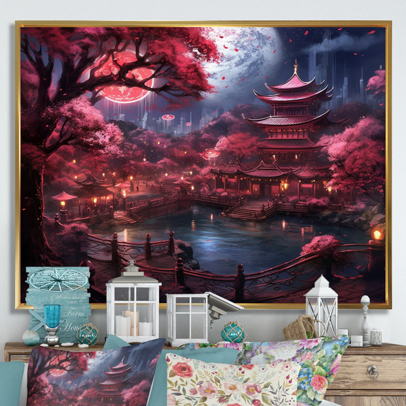 Japon, terre du Samouraï III - Japon, art mural, H 12 po x l 20 po x P 1 po, Cadre flottant doré