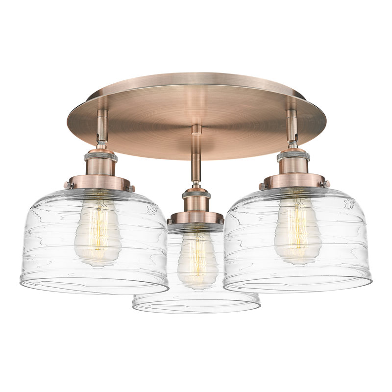 Plafonnier Bell, Cuivre antique, Tourbillon déco transparent
