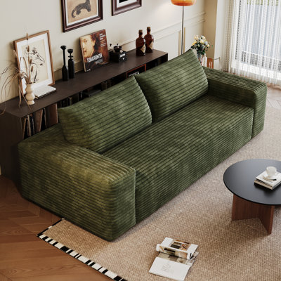 Boneless 71 Inch 3 Seaters Sofa, Corduroy Fabric With Smooth Skin-Friendly Material, Deep Seat Couches With Durable Structure, Comfy Loveseat Sofa With Ergonomic Design, Couches For Living Room