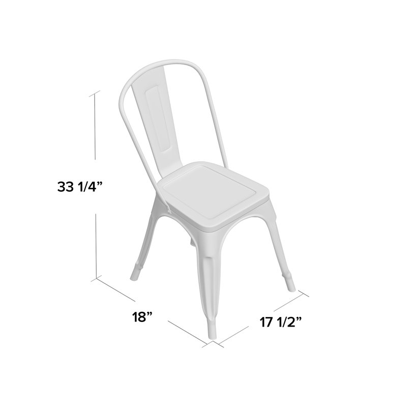 Chaise d'appoint empilable à dossier en lattes de métal Favianus