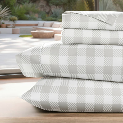  Country Plaid Pattern Microfiber Sheet Set