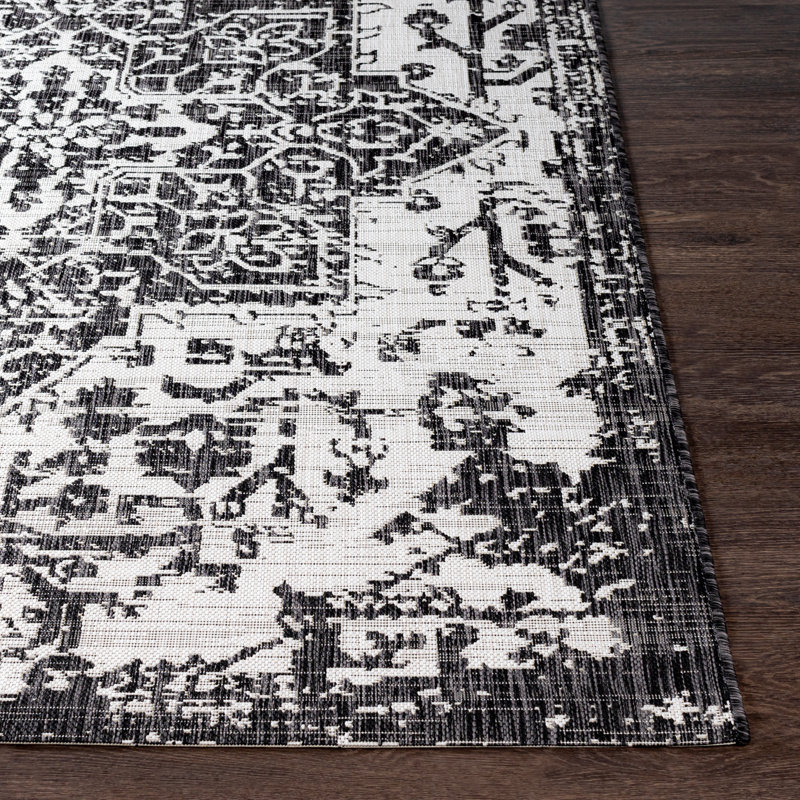 Tapis noir intérieur / extérieur Voegele, Rond 5 pi 3 po