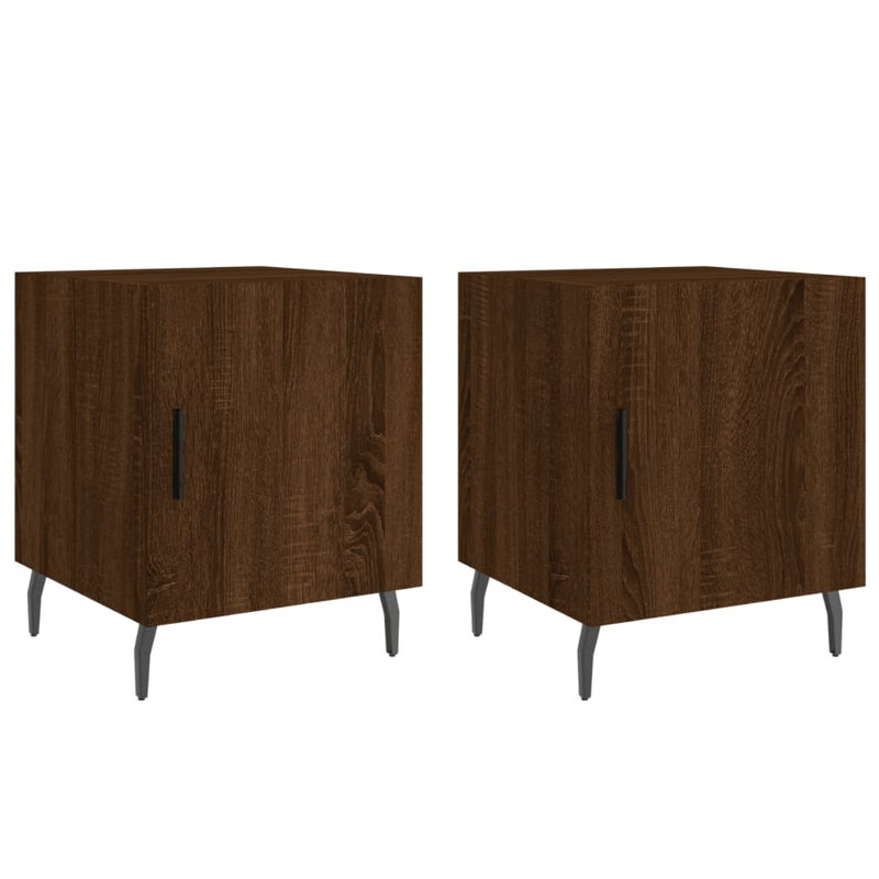 Mearle 40cm W Iron Bedside Table, Black, Set of 2