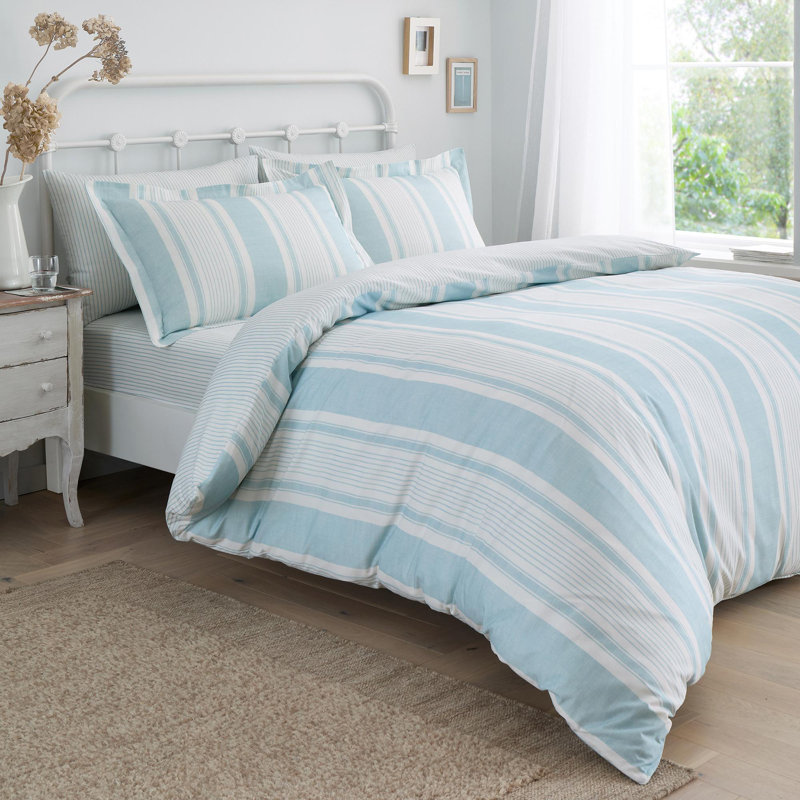 Finlay Stripe Fitted Bed Sheet Set Blue, Single (3')