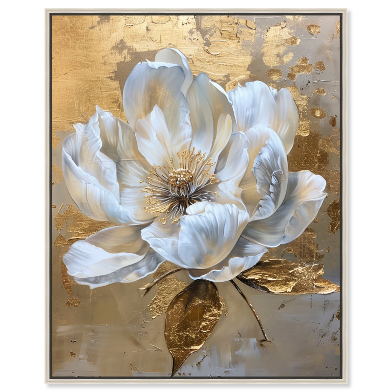 Athenas Flower Canvas Glamorous Feminine Wall Art by Art Remedy, Silver Framed, 46" H x 37" W