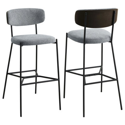 Pub Height Bar Stool Set, Unique Geometric Footrest, Durable Metal Frame, Comfortable Backrest