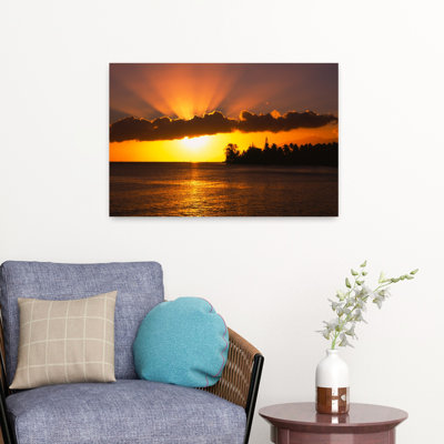 Sunset Over The Ocean Tahiti French Polynesia Romantic Tranquil Abstract Nature Ocean Art