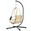 Swing Egg Chair with Stand for Indoor/Outdoor, Foldable Wicker Rattan Patio Egg Swing Chairs ,Hammock Egg Chair with C Type Bracket,UV Resistant Cushion and Pillow  , 350 Lbs Capacity(Beige)