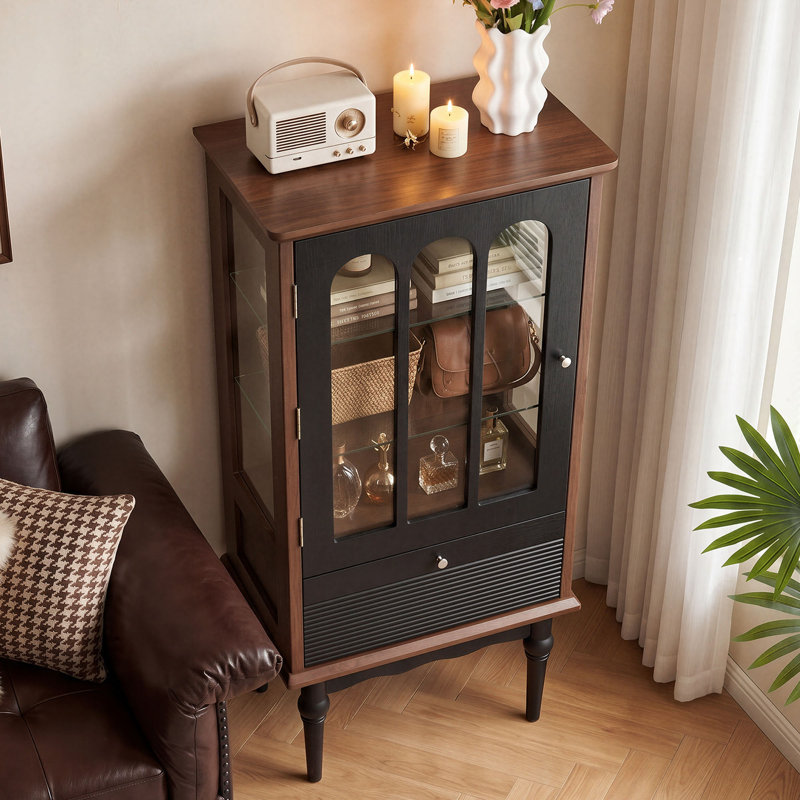 Armoire de rangement à porte française rétro en verre