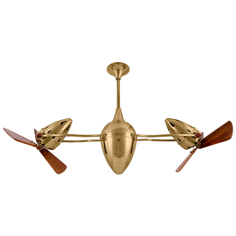 48" Ar Ruthiane 3 Blade Ceiling Fan, Polished Brass