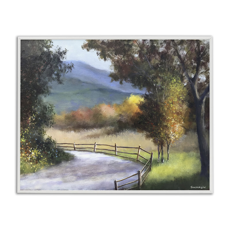 Abat-jour d'automne et art giclée sur sentier, design par David Swanagin, H 11 po x l 14 po