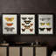 «Vintage Butterflies IV» - Toile tendue avec châssis sur mesure - 3 pièces-585092504-585092502