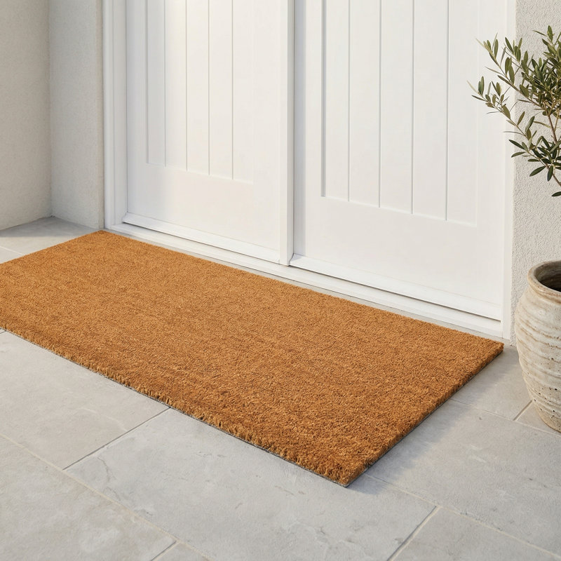 Alece Minimalist Coconut Coir Entryway Doormat, 18" W x 60" L - Non Slip