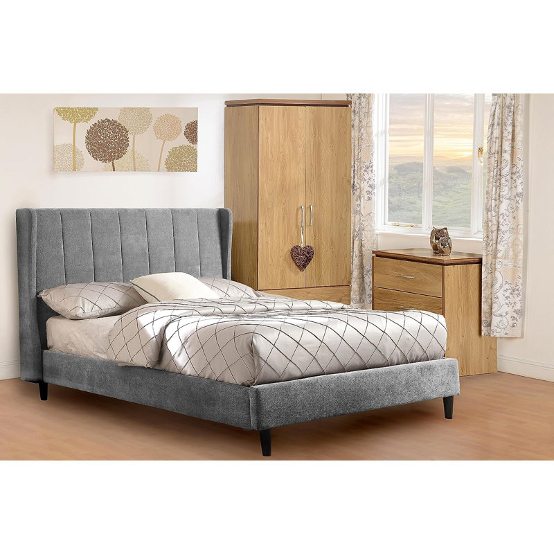 Swithun Upholstered Bed Frame, Kingsize (5'), Grey Velvet