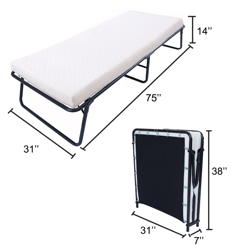 Lit pliant en acier 14 po, Blanc