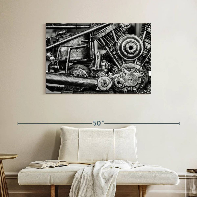 Mehar Old Motorcycle Engine, 26" H x 39" W
