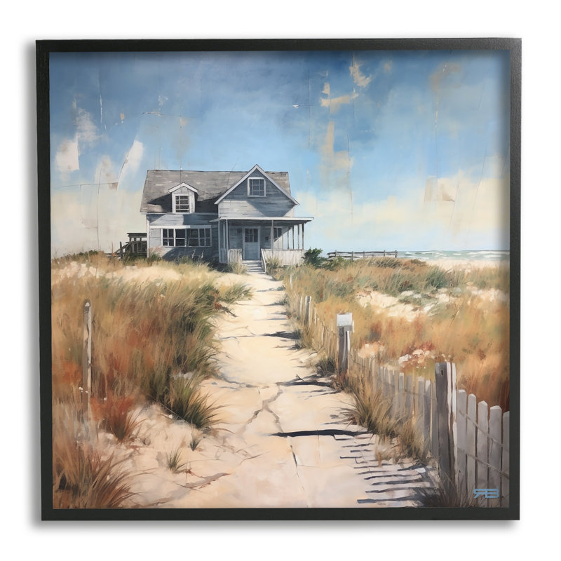 Bb-415-Coastal Beach House encadrée sur bois par RB Print, Giclée encadrée noir minuit, H 24 po x l 24 po x P 1,5 po