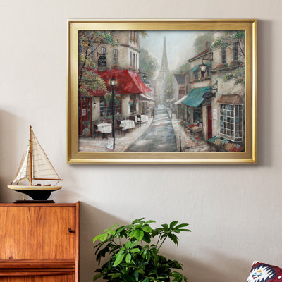 «Eiffel View From Charlie's café», toile encadrée de qualité supérieure - prête à être accrochée