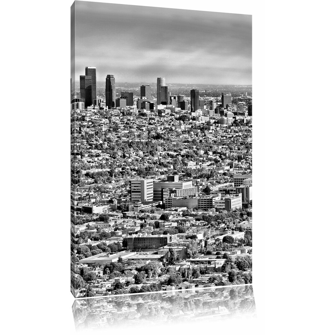 Leinwandbild Los Angeles City Skyline in Monochrom