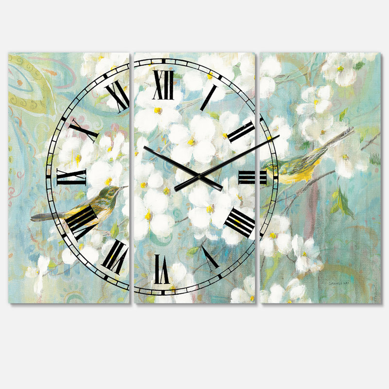 Birds on Blossom - Horloge murale traditionnelle