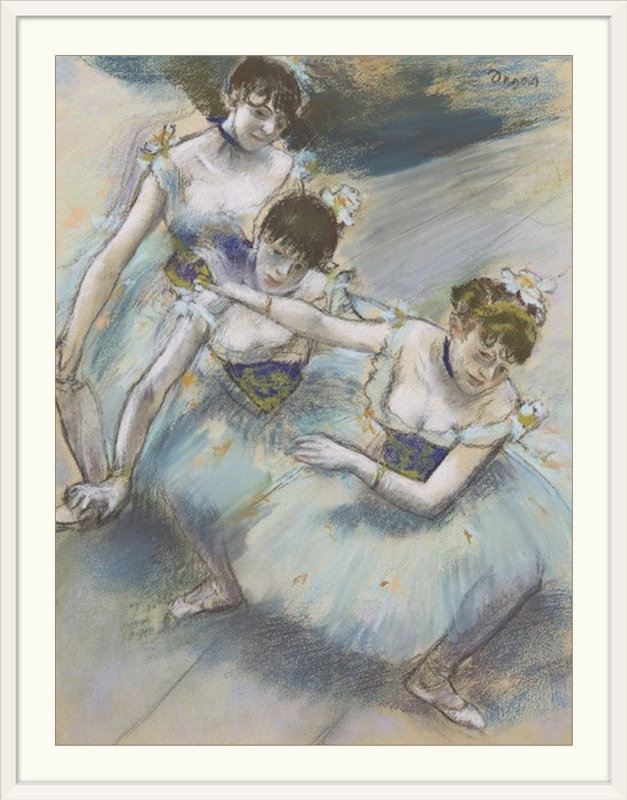 «Three Dancers in a Diagonal Line on the Stage, c.1882» par Edgar Degas, reproduction d'art, l 44 po x P 35 po x H 1 po