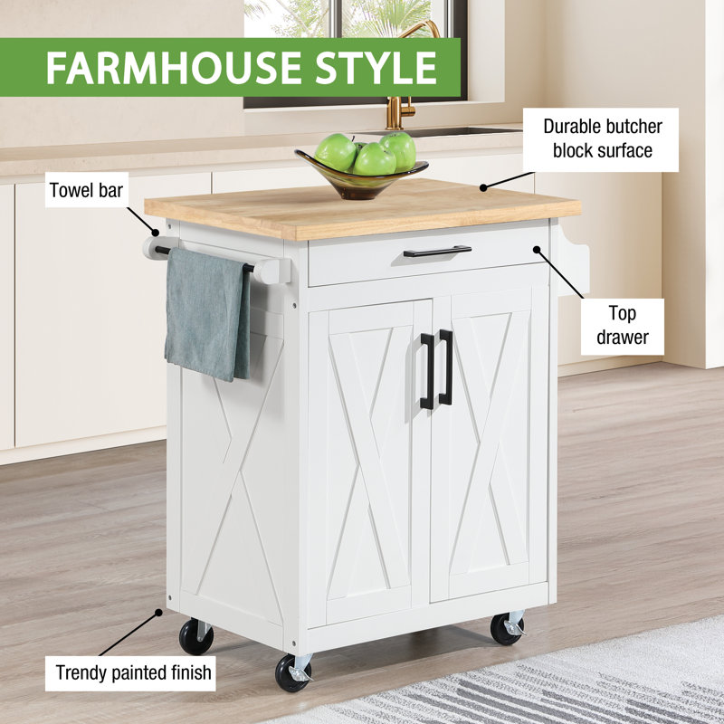 Bolten Kitchen Cart, White