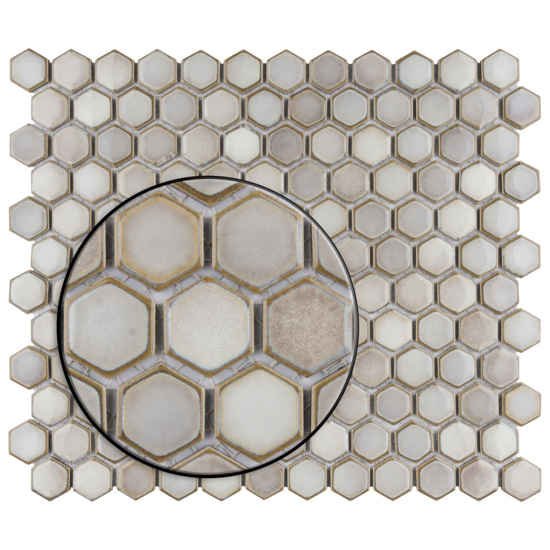 Hudson 1" x 1" Porcelain Honeycomb Mosaic Wall & Floor Tile, Dove Gray