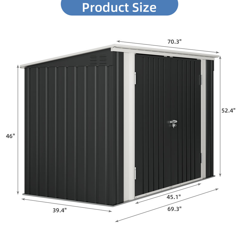6 ft. W x 3 ft. D Metal Lean-to Garbage Shed