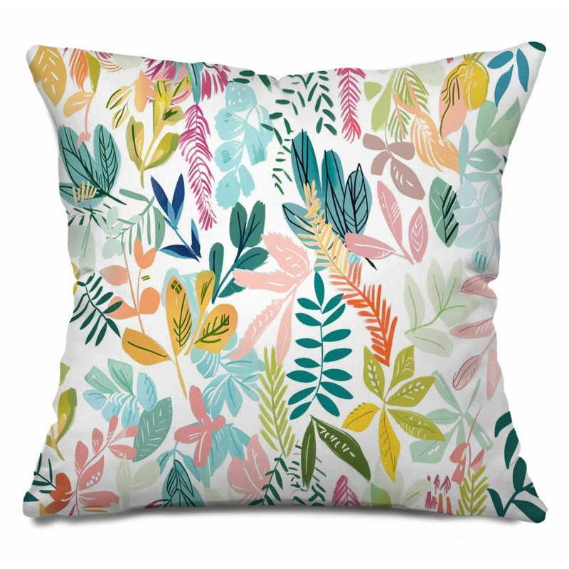 Tropical Mix   Reversible Throw Pillow, 14"H x 14"W