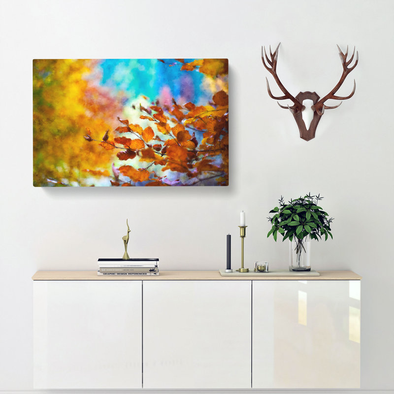 Autumn Leaves Abstract - Wrapped Canvas Painting, 50cm H x 76cm W x 3cm D