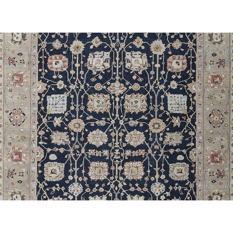 Hand-Knotted High-Quality Black and Gold Area Rug