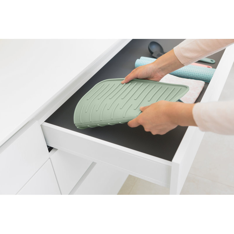 Brabantia Sinkside Silicone Dish Drying Mat, 17 x 12.6 in  (44 x 32 cm), Jade Green