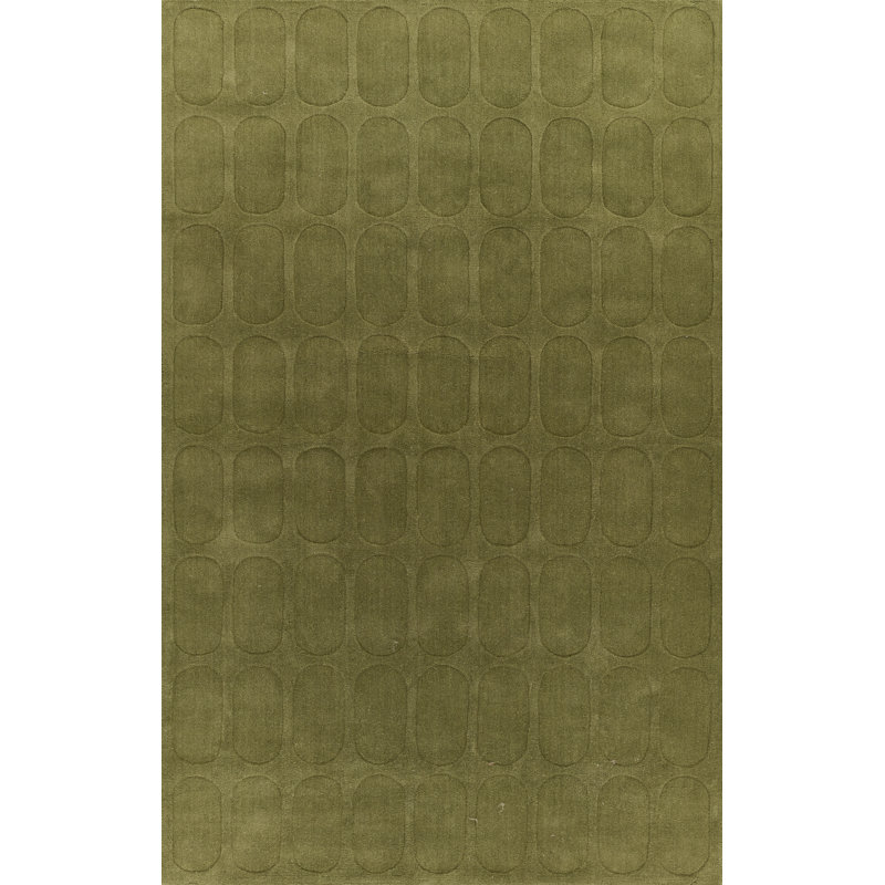 Tapis vert en laine tissé à la main Thando 9 pi x 12 pi, 9' x 12'