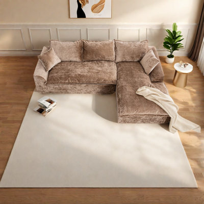 Modern Chenille Sectionals, Spacious L-shaped Couch For Living Room