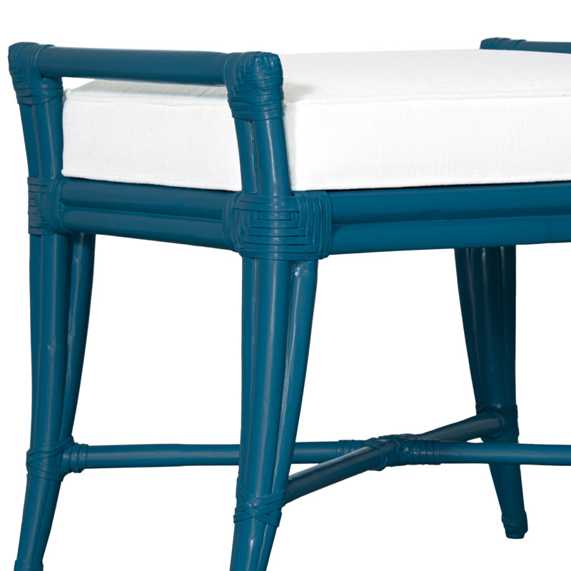 Malacca Upholstered Bench, Surf Blue