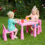 Kids Plastic Table and Two Chairs Set-9247703