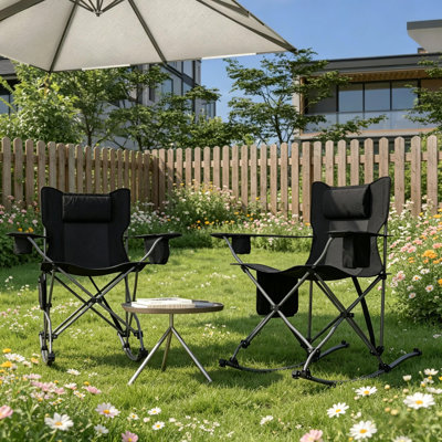 Set Of 2 Portable Chair,Rocking Camping Chairs,Folding Rocking Camping Chairs