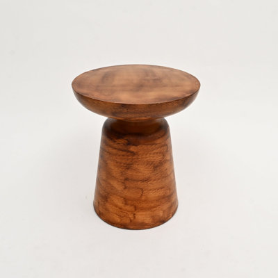 Table d'appoint ronde décorative en fer avec finition en bois naturel - sièges robustes et rustiques pour la maison ou le bureau - 17 x 17 x 15 po