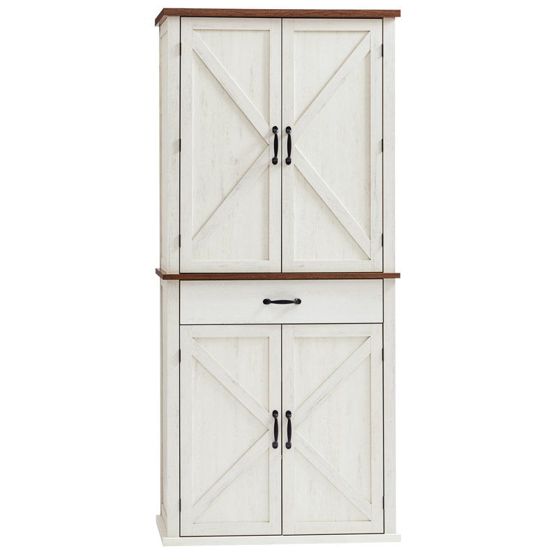 Armoire de cuisine Farmhouse, 70 po de hauteur avec portes de grange