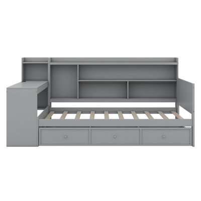 Wooden Daybed With 3 Drawers, USB Ports And Desk by Cosmic