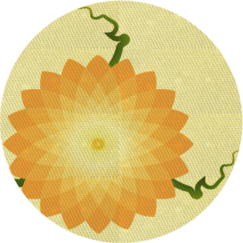 Floral Indoor Rug, Round 6'
