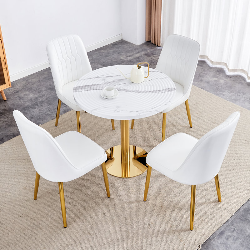 Ensemble repas rond à piédestal, Blanc, 3