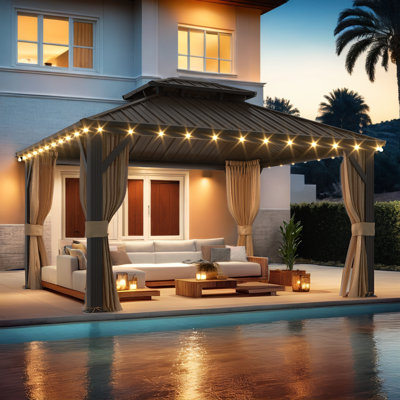 12 Ft. W x 14 ft. D Metal Patio Gazebo