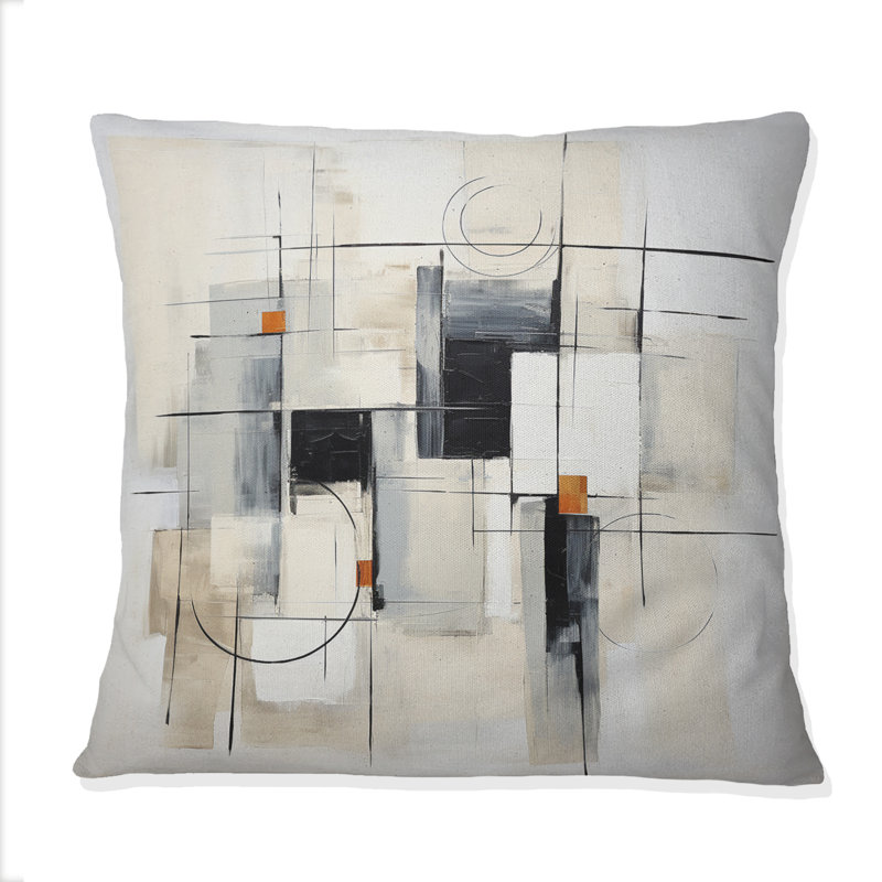 Beige Minimalist Patchwork IV - Minimalism Printed Throw Pillow